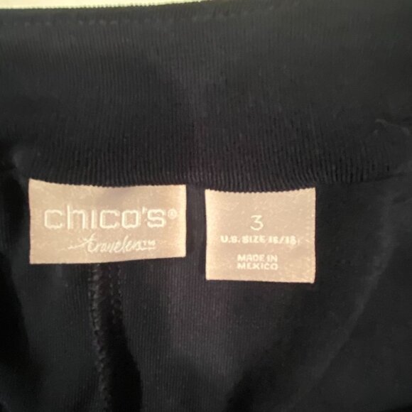 Chico's Navy Open Front Cardigan with drawstring Size 3 - Picture 6 of 7